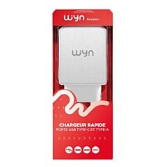 Chargeur ultra rapide USB / Type C blanc Wyn access