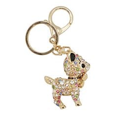 Porte-clés Bambi métal doré et strass couleur