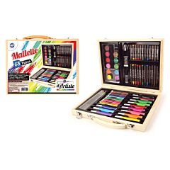 Mallette en bois dessin et peinture 68 pièces 