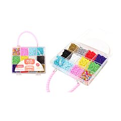 Valisette de 12 cases de 3400 perles avec fil Main d'Artiste