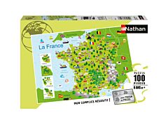 Puzzle 100 pièces Carte de France Nathan