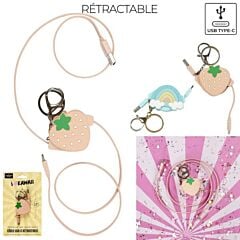 Cable Type-C rétractable Arc-en-ciel Kawaii Modèle Aléatoire
