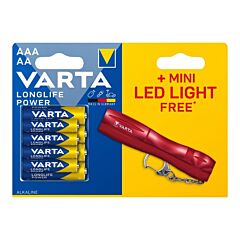 Pack duo Piles 4AA+4AAA longlife power + torche led offerte Varta