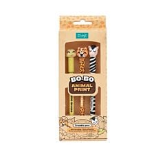Coffret 3 stylos effaçables Bobo Animaux Serpent, Léopard et Zèbre Mr Wonderful