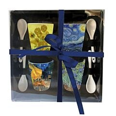 Coffret 4 tasses avec cuillères assorties Van Gogh