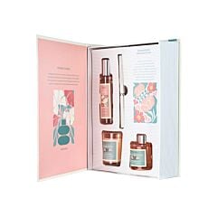 Coffret senteurs livre déco Flower Bougie parfumée Diffuseur et Spray