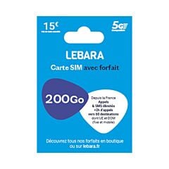 Carte Sim 200 Go Appels et SMS illimités Lebara