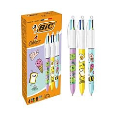 Stylo 4 Couleurs Kawaii décors assortis Bic