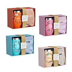 Mug isotherme 350 ml + chaussette Message - Modèle aléatoire