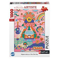 Puzzle 1000 pièces Hippie style Cha cha Pop Nathan