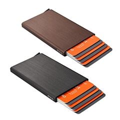 Etui porte 6 cartes aluminium brossé anti-RFID - Modèle aléatoire