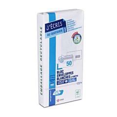 Bloc 50 enveloppes blanches DL 110x220 mm GPV