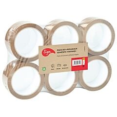 Lot de 6 adhésifs en polypropylène havane 66m x 48 mm Sign