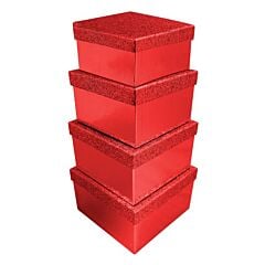 Set 4 boîtes carrées paillettées Rouge Clairefontaine