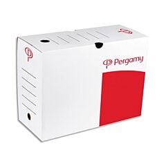 Boîte archives carton 33 x 25 cm dos 15 cm rouge Pergamy