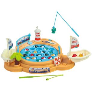 Jeu De Pêche Magnétique Enfant 2-6 Ans - 24 Poissons Tournants Avec Musique - 4 Cannes - Weinsamkeit