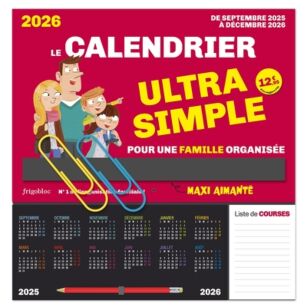 Calendrier Magnétique Mural/Frigo 2025-2026 – 15 Mois (Oct 2025 à Déc 2026), Organisateur Familial Avec Jours Fériés Français