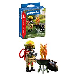 Playmobil Spécial Plus 72149 Pompier et barbecue en feu