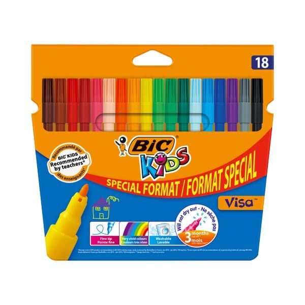 Etui 18 feutres coloriage pointe fine Bic Kids - Feutres de coloriage Bic