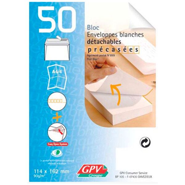 GPV Paquet de 25 enveloppes Blanches auto-adhésives 90 grammes