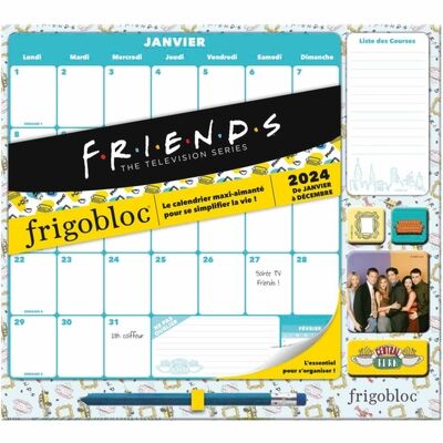 Frigobloc Mensuel 2024 Déco Friends (de janv. à déc. 2024