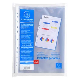 50 pochettes perforées lisse Exacompta
