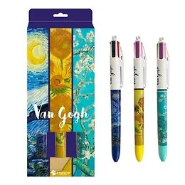 Coffret 3 stylis Bic 4 couleurs Van Gogh Enesco 