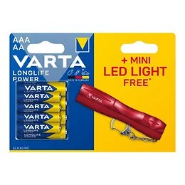 Pack duo Piles 4AA+4AAA longlife power + torche led offerte Varta