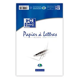 Papier à lettre 50 feuilles A4 blanc uni Oxford
