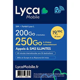 Carte Sim prépayée Lyca L 200Go