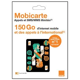 Carte SIM Mobicarte Welcome Pack Premium appels et SMS/MMS illimités 150Go Orange