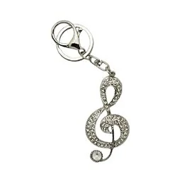 Porte-clés note musique en métal et strass
