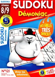 Magazine Sudoku demoniac niv 8/9, numéro 121, du 23/09/2026
