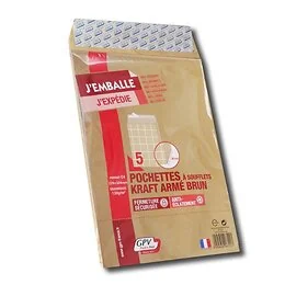 5 pochettes à soufflets kraft armé brun 229x324 mm format C4 GPV