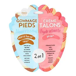 Duo Gommage Pieds Crème Talons 2 en 1 Beurre de Karité et Huile de coco