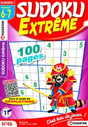 Magazine Sudoku extreme, numéro 46, du 11/09/2026