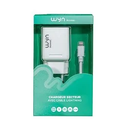 Chargeur secteur USB 2 ports et câble iPhone Apple