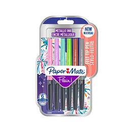 6 feutres d'écriture Flair Métallique médium Papermate