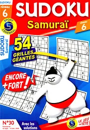 Magazine Sudoku samurai niveau 6, numéro 30, du 10/09/2026