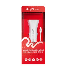 Allume cigare fast + cable type C vers lightning Wyn