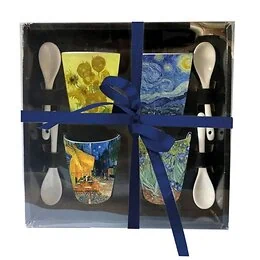 Coffret 4 tasses avec cuillères assorties Van Gogh