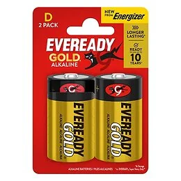 2 piles Alcaline D/LR20 Eveready Gold