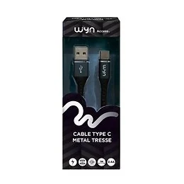 Câble métal tressé Type-C noir Wyn access