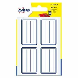 20 étiquettes scolaires 36 x 56 mm Bleu Avery