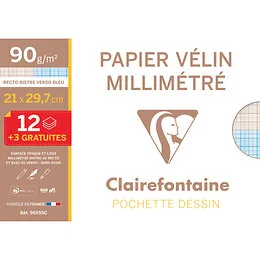 Papier millimétré 15 feuilles A4 90 g Clairefontaine