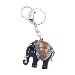 Porte-clés éléphant pierres colorées