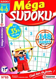 Magazine Mega sudoku, numéro 65, du 07/10/2026
