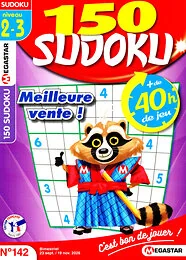 Magazine 150 sudoku, numéro 142, du 23/09/2026