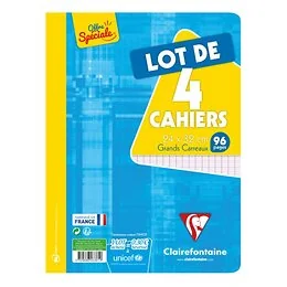 Lot 4 cahiers piqués 96 pages 24 x 32 cm Séyès Clairefontaine Coloris Aléatoire