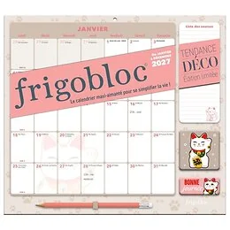 Frigobloc Mensuel 2027 Déco Chats - Calendrier organiseur familial (de janv. à déc. 2027)